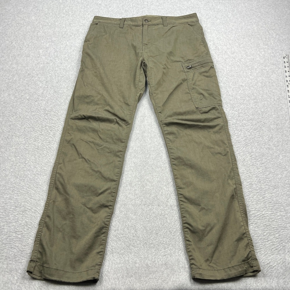 prAna Four Corners Pants Mens *34x32 Olive Green Slim Fit Hiking Cargo Stretch